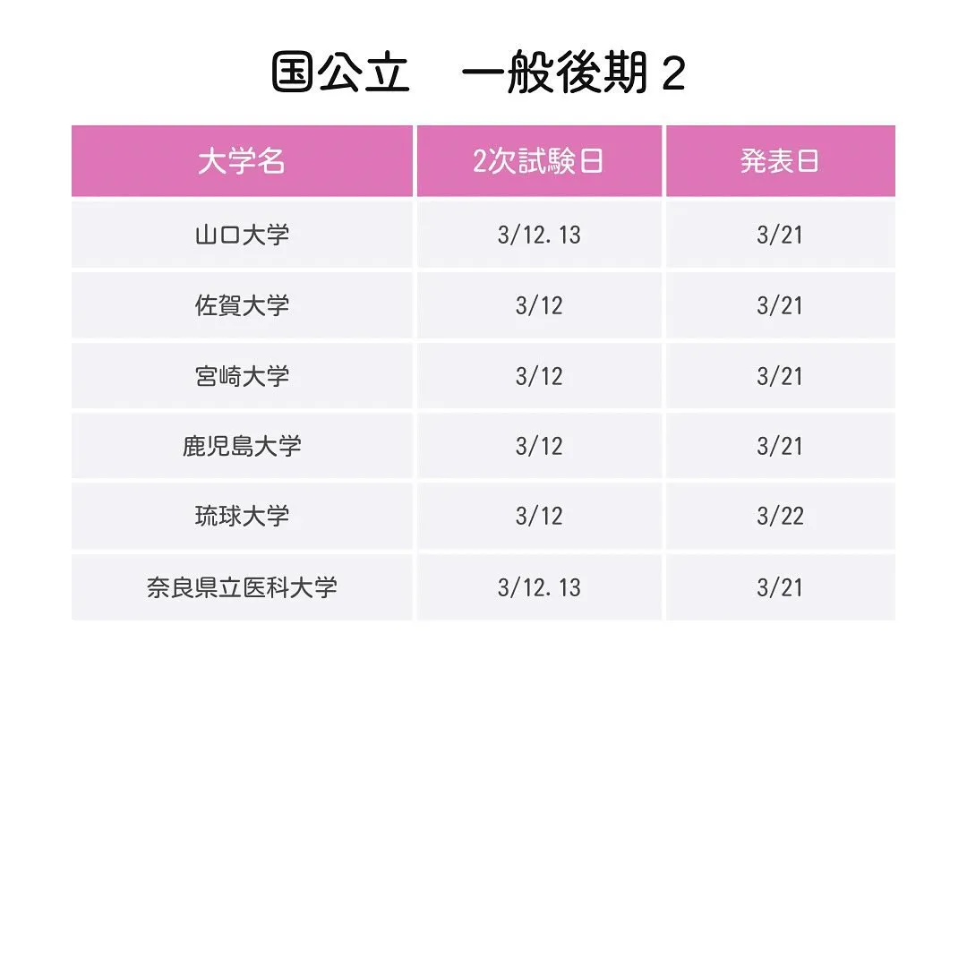 2025年度国公立医学部一般入試の日程2/医学部専門予備校メ...